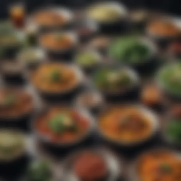 A diverse selection of dishes showcasing plant-based meals