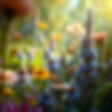 Biodiversity Sustained by Bees A vibrant ecosystem with diverse flora and fauna, showcasing the biodiversity supported by bees