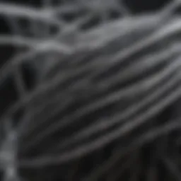 Close-up view of conductive yarn showcasing its metallic threads