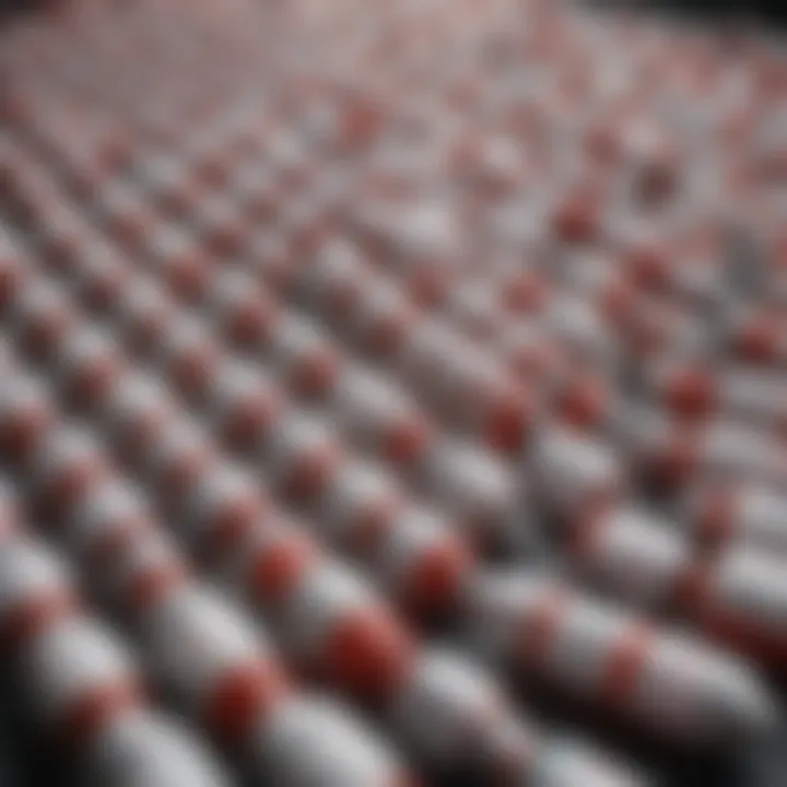 Close-up of antiretroviral medication bottles arranged neatly.
