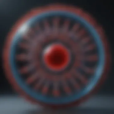 An abstract representation of a virus being targeted by medical research.