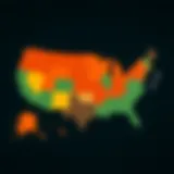 Map showcasing vaccination rates across various states in America