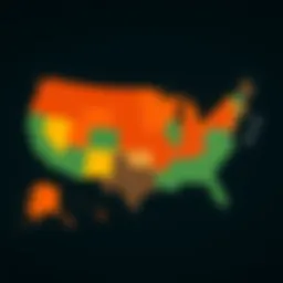 Map showcasing vaccination rates across various states in America