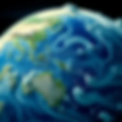 Visualization of global wind patterns showcasing major circulation systems