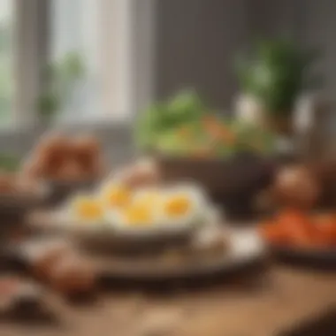 Balanced Diet for Diabetes Management Balanced meal including eggs, vegetables, and grains for diabetes management