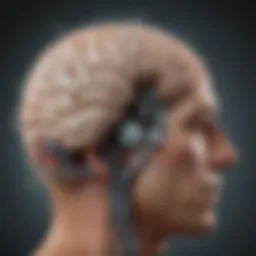 Illustration of a brain with stimulation points highlighted