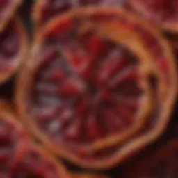 A close-up of dried pomegranate peel showcasing its texture and color