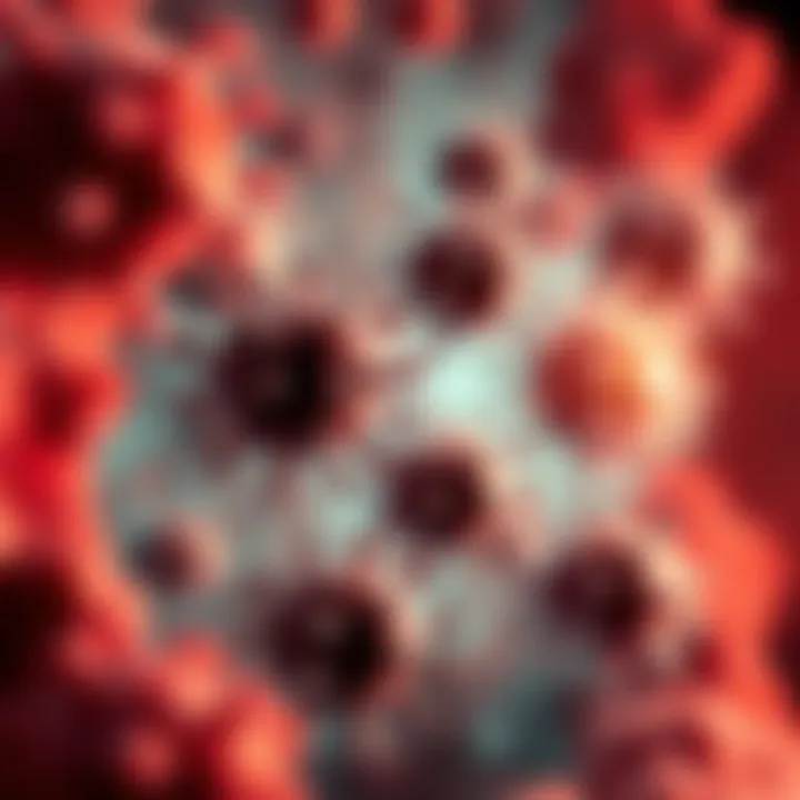 Epithelial cells interacting with immune cells in a tissue context.