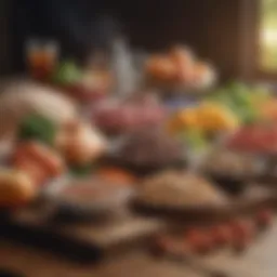 An assortment of high-protein foods on a wooden table