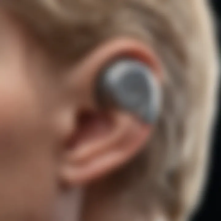 Close-up of innovative hearing aid technology