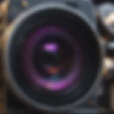 Precision Focus: The Heart of High Speed Imaging Close-up of a high speed cinema camera lens focusing on intricate details.