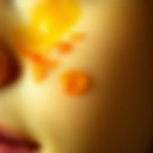 Close-up view of jaundiced skin showing yellow undertones