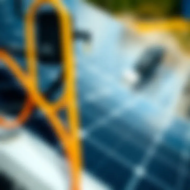 Close-up of solar panels integrated into a water generation system