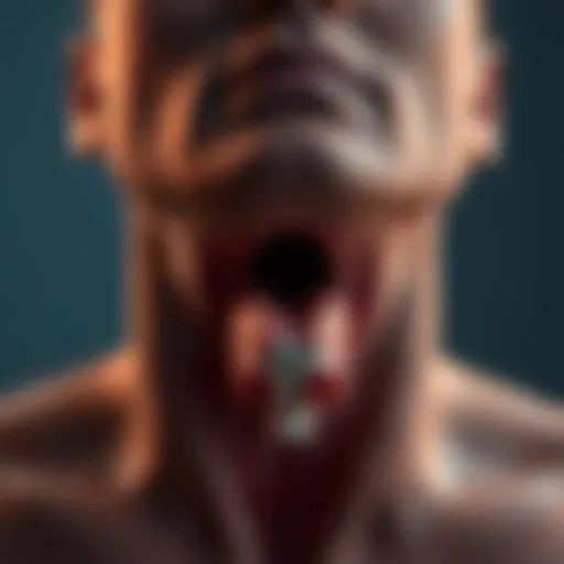 An anatomical illustration depicting the throat and airway