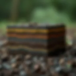 Cross-section of compact soil illustrating its layers and composition