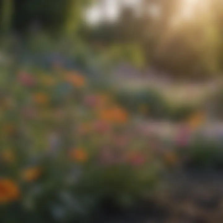 Close-up of wildflower varieties thriving in a garden