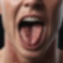Illustration showing the oral cavity highlighting areas affected by burning sensations.