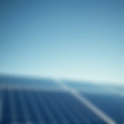A solar farm harnessing renewable energy under a clear blue sky