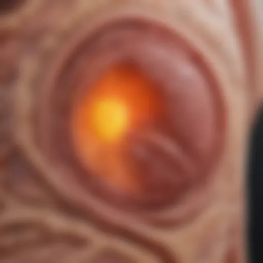 A close-up view of a liver highlighting the physiological changes associated with jaundice.