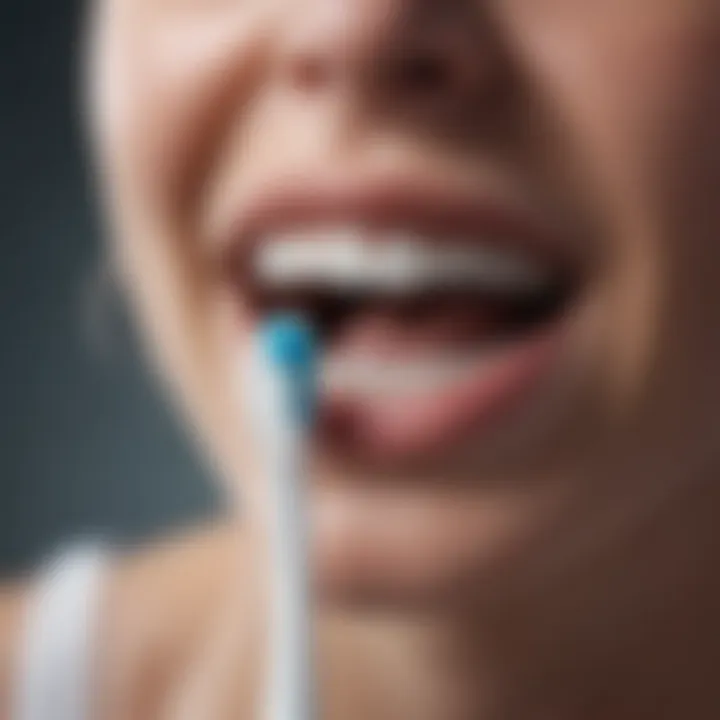 Close-up view of fluoride toothpaste on a toothbrush