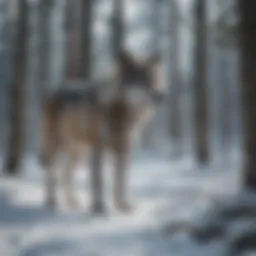 Gray wolf showcasing its physical adaptations in a snowy landscape