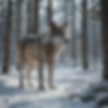 Gray wolf showcasing its physical adaptations in a snowy landscape