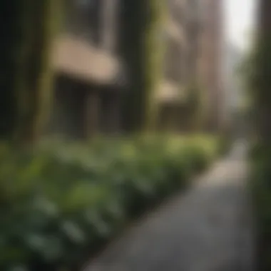 Urban Greenery: A Model for Sustainable Living A lush urban park showcasing diverse plant species and sustainable design.