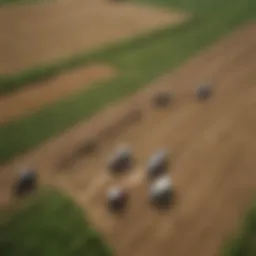 Aerial view of sprawling agricultural fields showcasing modern farming techniques.