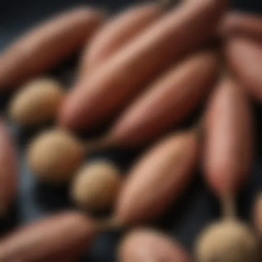 Close-up view of Mucuna pruriens pods and seeds showcasing their unique texture