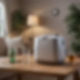 A serene home environment showcasing a portable oxygen concentrator in use.