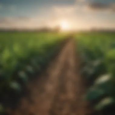 Thriving Crops in Sustainable Farming Lush green crops thriving in a sustainable farm environment