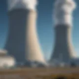 Nuclear power plant against a clear blue sky