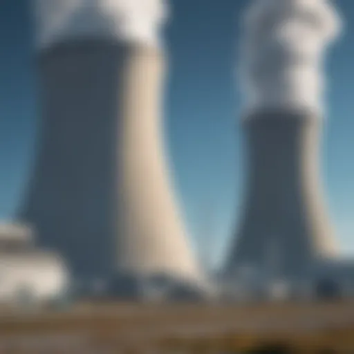 Nuclear power plant against a clear blue sky