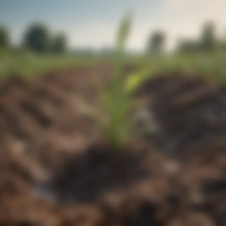 A field demonstrating the impact of sludge fertilizer on crop growth