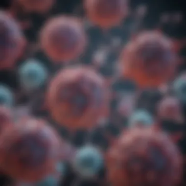 Genetic Insights from Tumor Cells Microscopic view of tumor cells showcasing genetic material