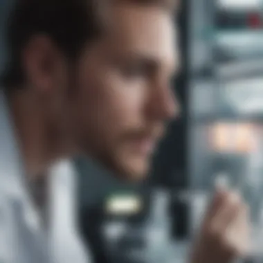 Researcher in a laboratory analyzing DNA samples