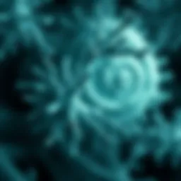 A detailed electron microscope image showcasing intricate cellular structures