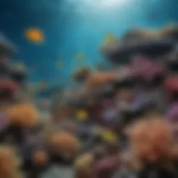 A vibrant underwater scene showcasing diverse marine life in the Great Barrier Reef.