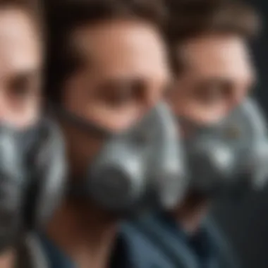 Close-up of various respirators without facial hair interference