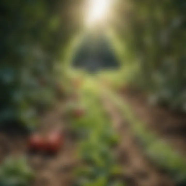 A vibrant organic farm showcasing diverse crops without chemical fertilizers