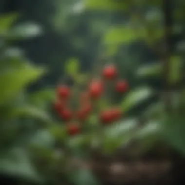 Close-up of ginseng berries on a plant