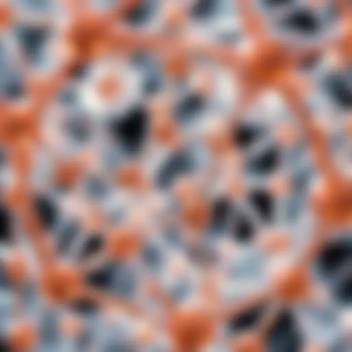 A close-up view of a crystal lattice structure showcasing the arrangement of atoms