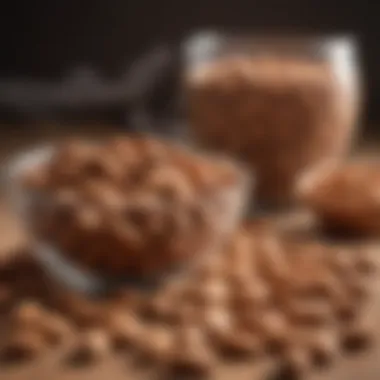 A bowl of almonds with a measuring cup beside it