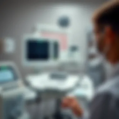 Clinical setting showcasing ECG equipment in use