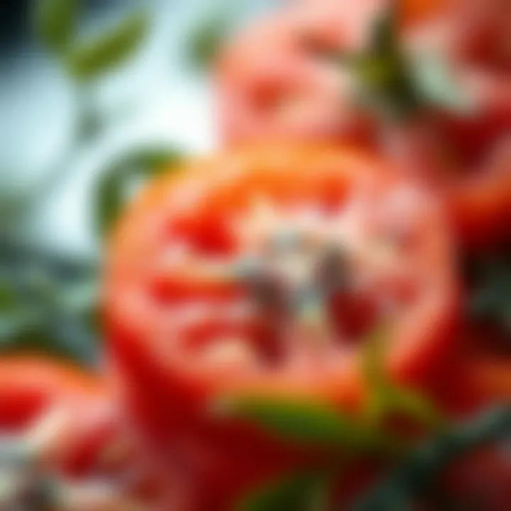 Carotenoids in Tomatoes Close-up of carotenoids in a slice of tomato