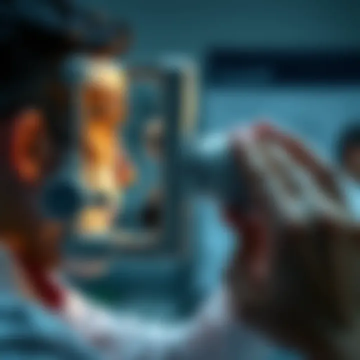 Eye Pressure Measurement Medical professional conducting an eye pressure test