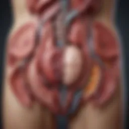 Illustration showing the anatomy of the urinary tract