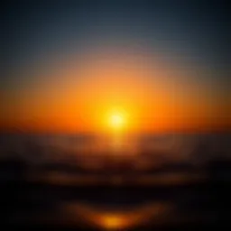 A tranquil sunset over a calm sea, representing the transition from day to night.