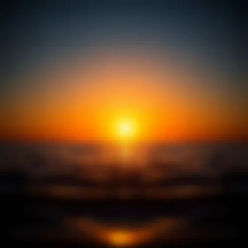 Tranquil Sunset Symbolizing Change A tranquil sunset over a calm sea, representing the transition from day to night.