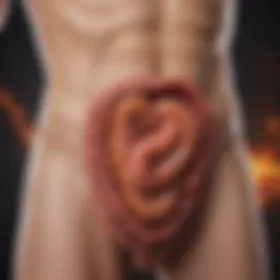 Illustration showing the inflamed colon